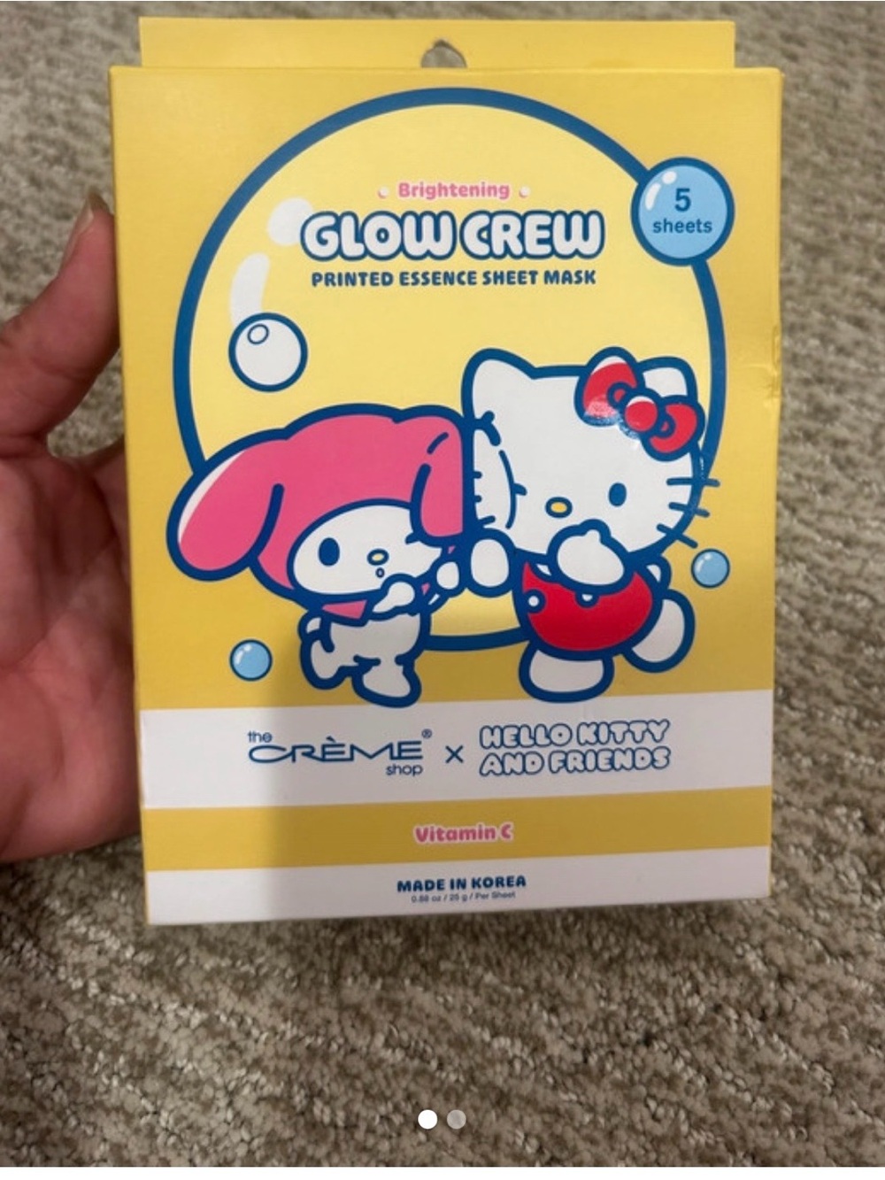 Glow Crew Brightening Sheet Mask - Yellow (Hello Kitty)